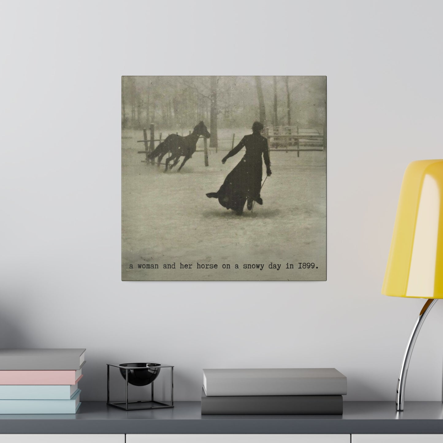 a woman and her horse in 1899. gianna jessen matte canvas, stretched, 0.75"