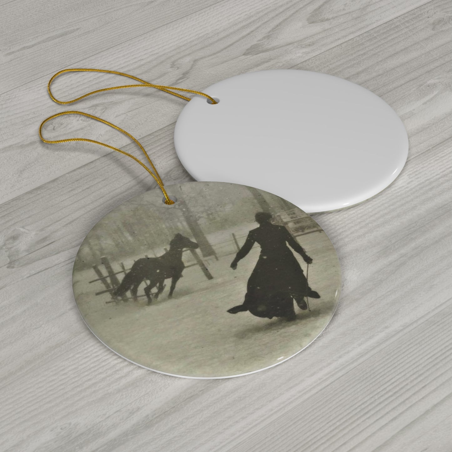 a woman and her horse in 1899.-gianna jessen ceramic ornament