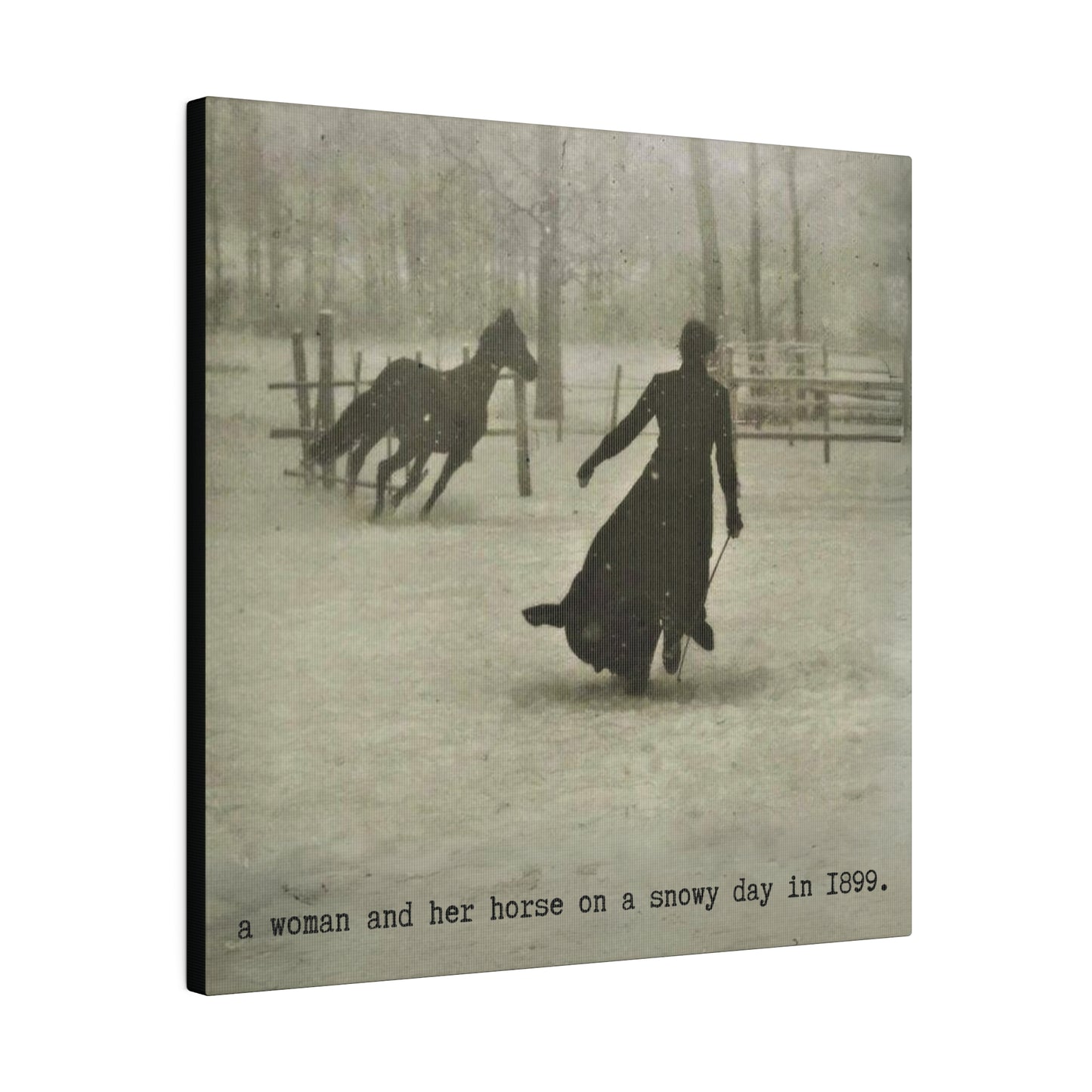 a woman and her horse in 1899. gianna jessen matte canvas, stretched, 0.75"