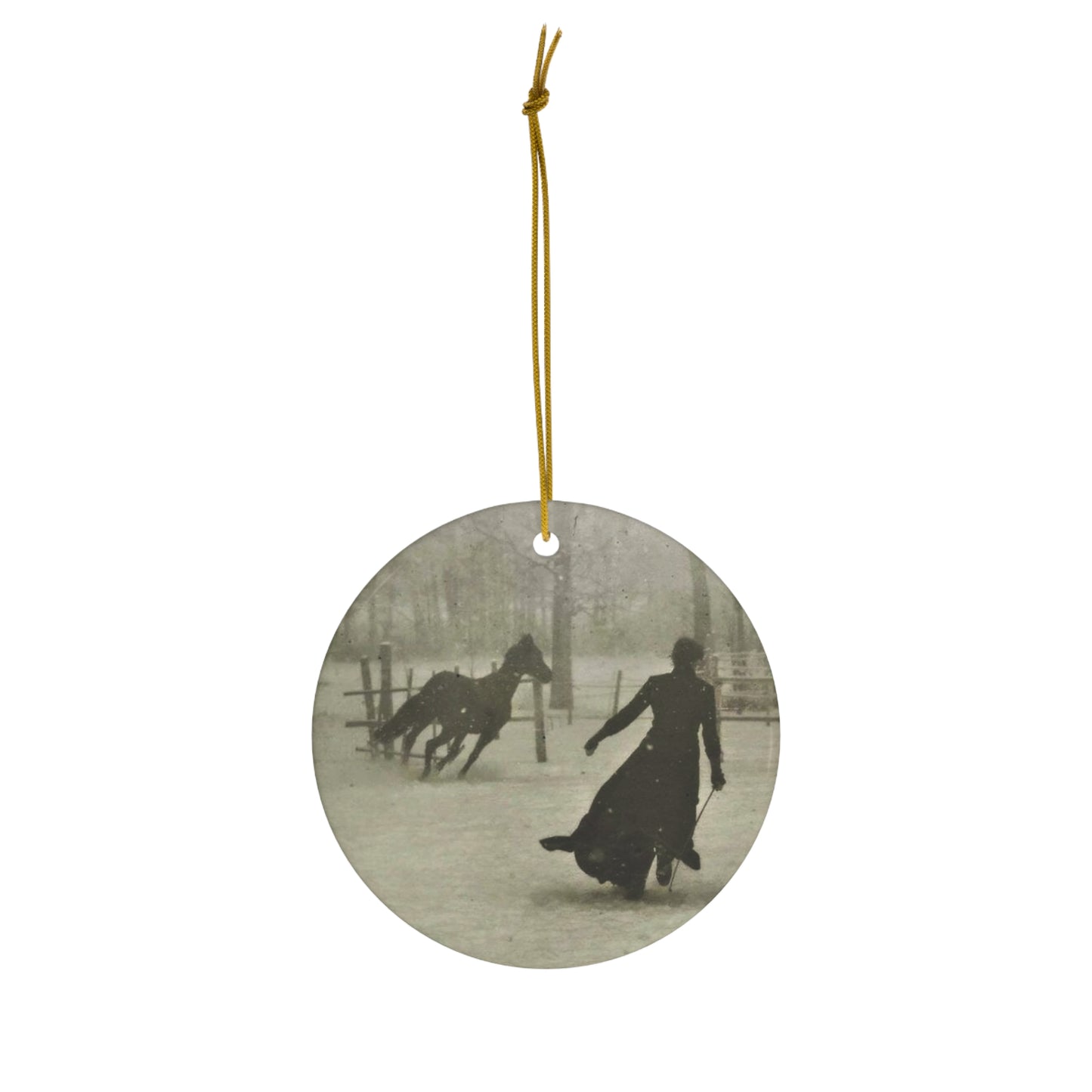 a woman and her horse in 1899.-gianna jessen ceramic ornament