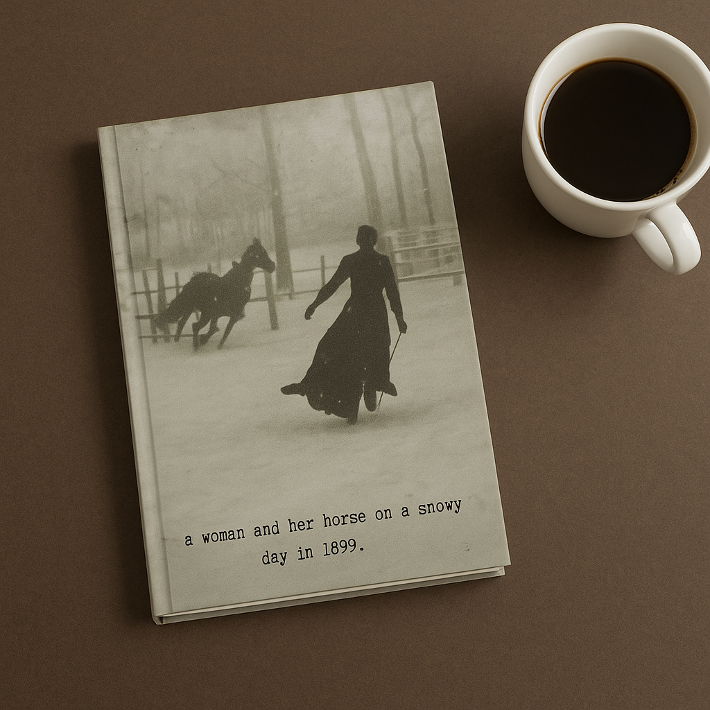 a woman and her horse on a snowy day in 1899.-gianna jessen hardcover journal
